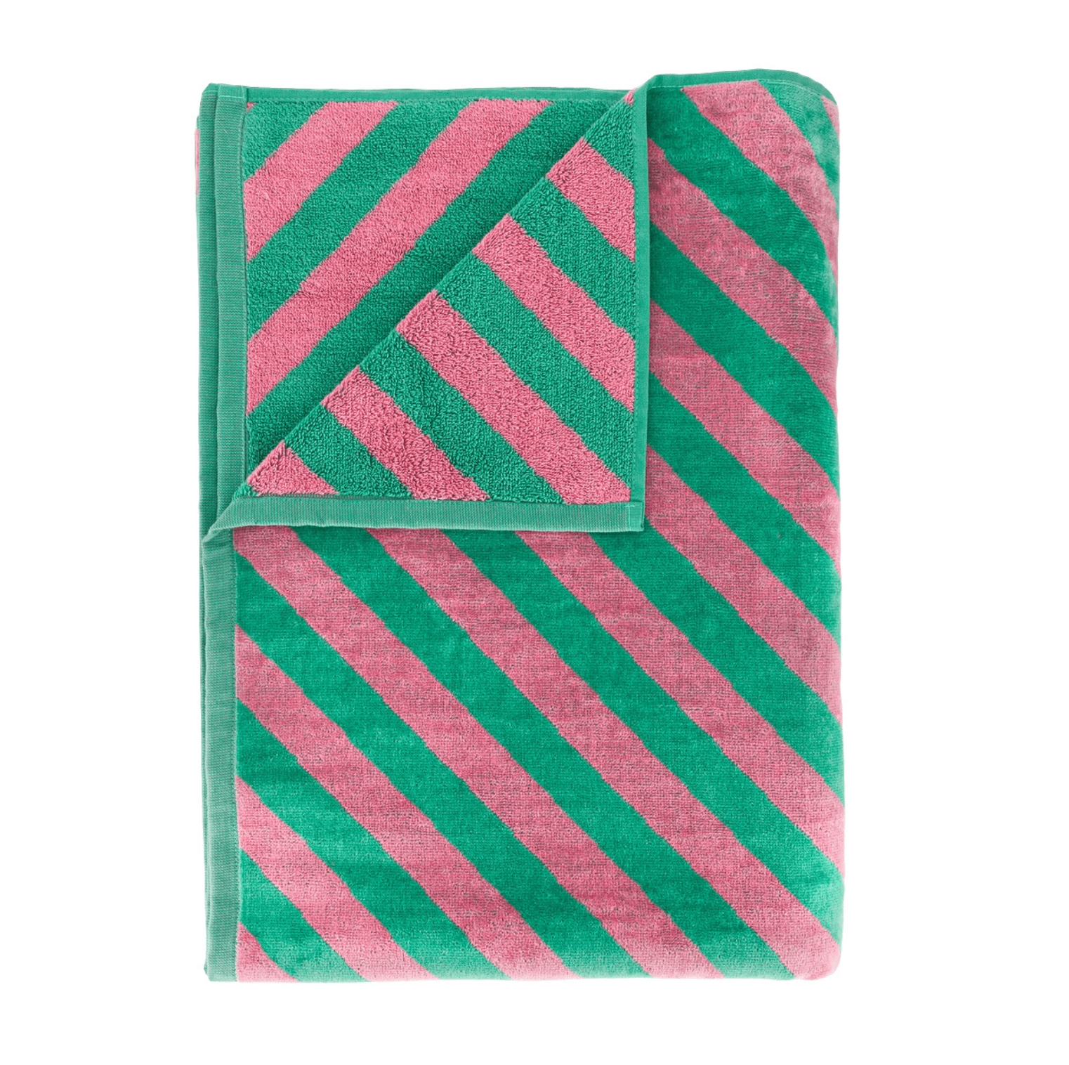 The Socialite family green and pink beach towel.