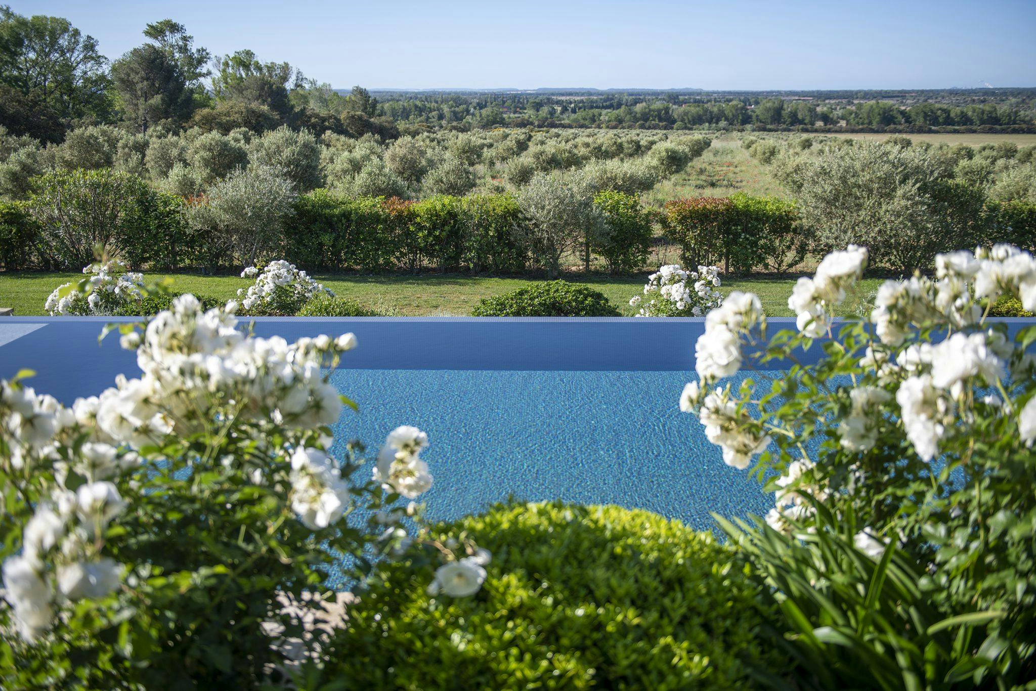 Swimming pool with countryside views