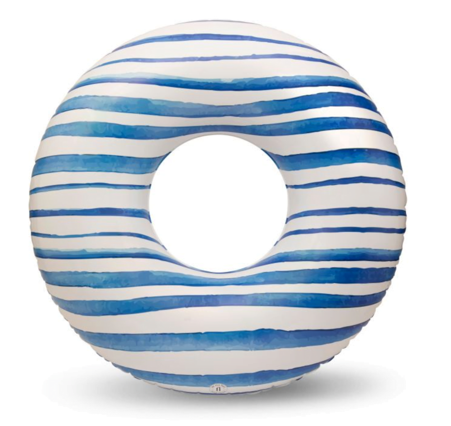 large blue gloflable buoy with wave motif