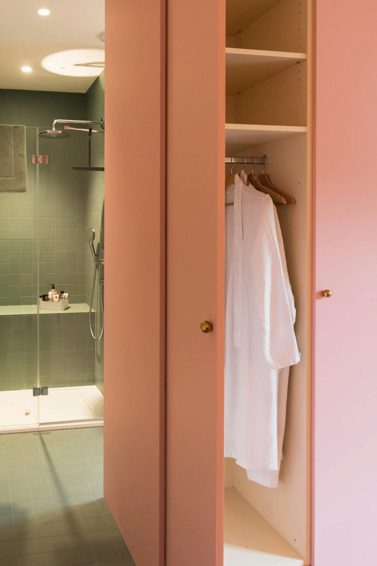 pink dressing room in bedroom