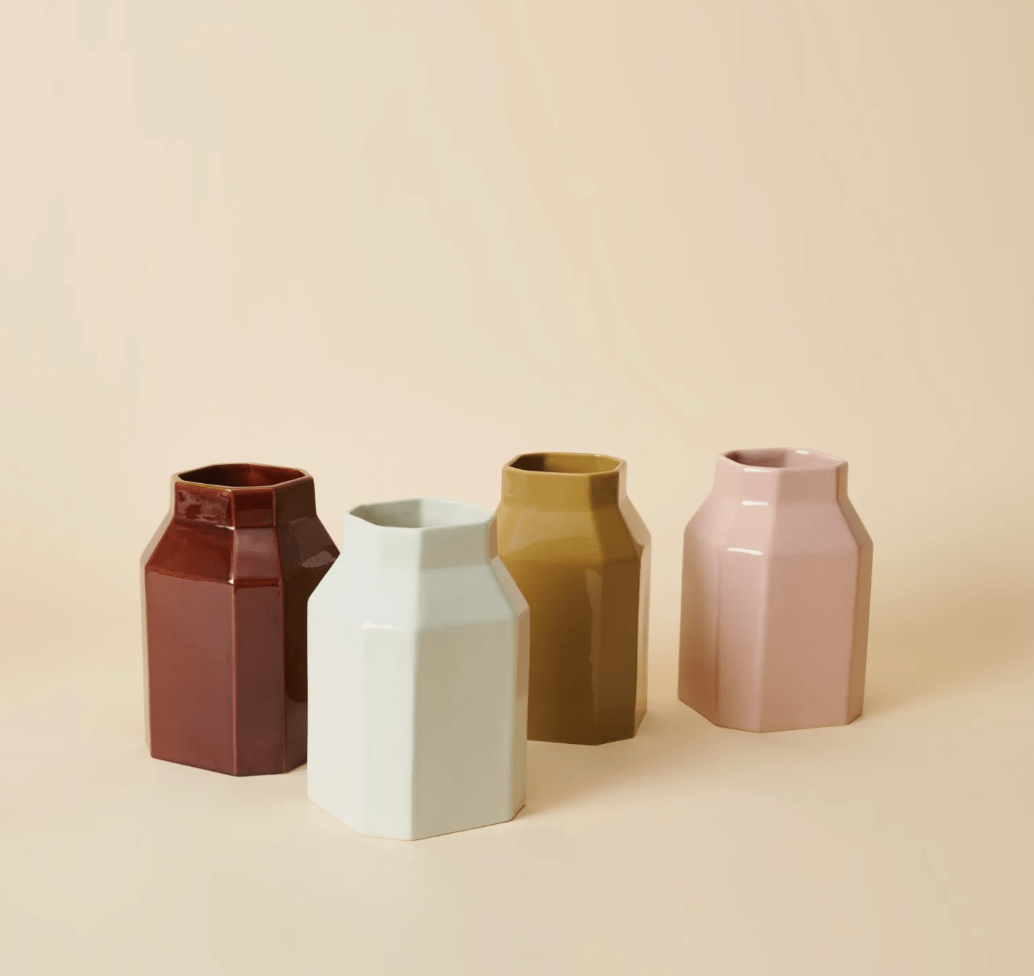 series of colourful handmade ceramic vases