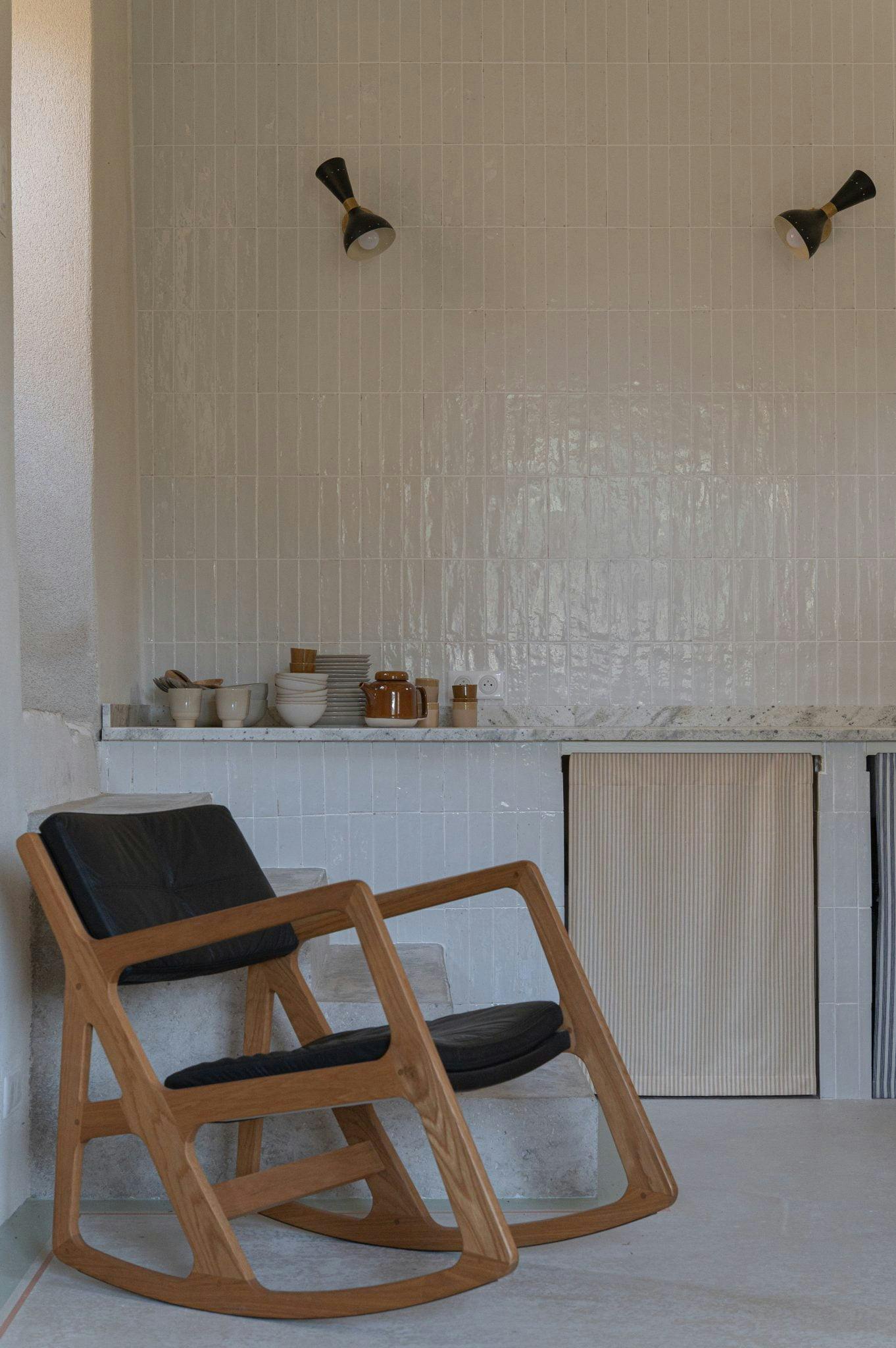 kitchen and vintage wooden chair