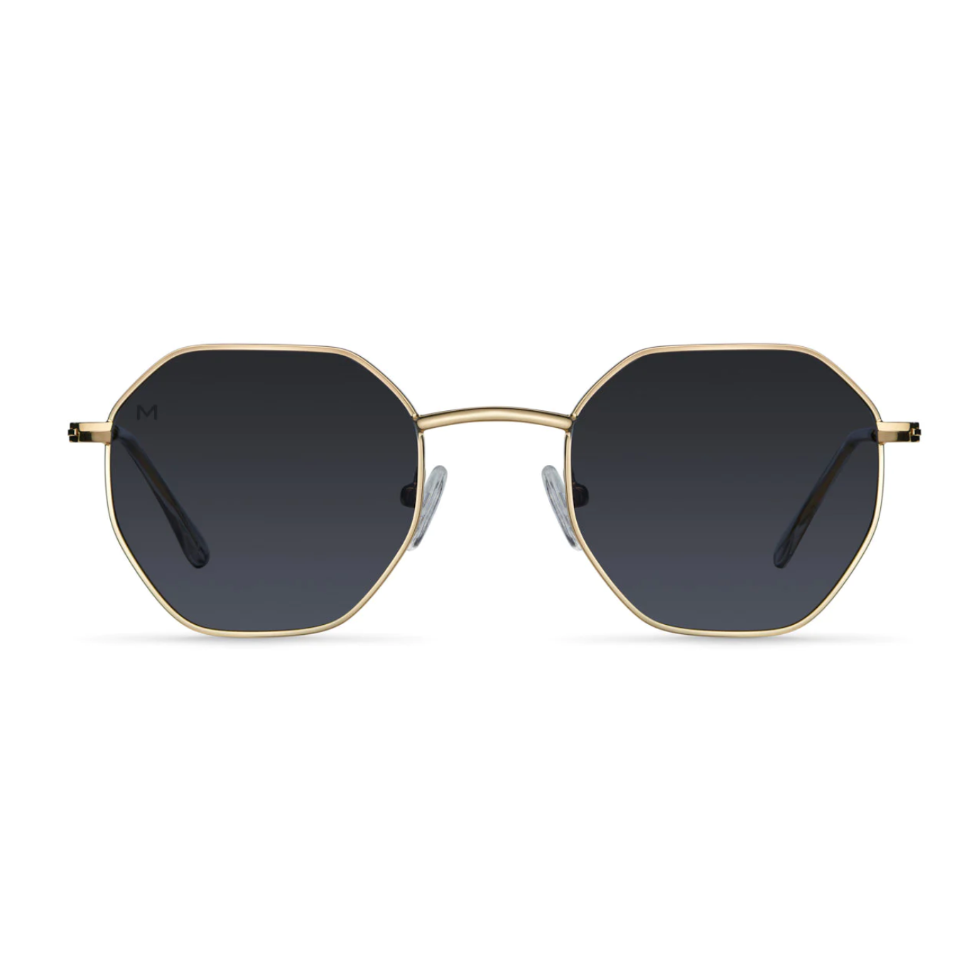 a pair of geometric sunglasses