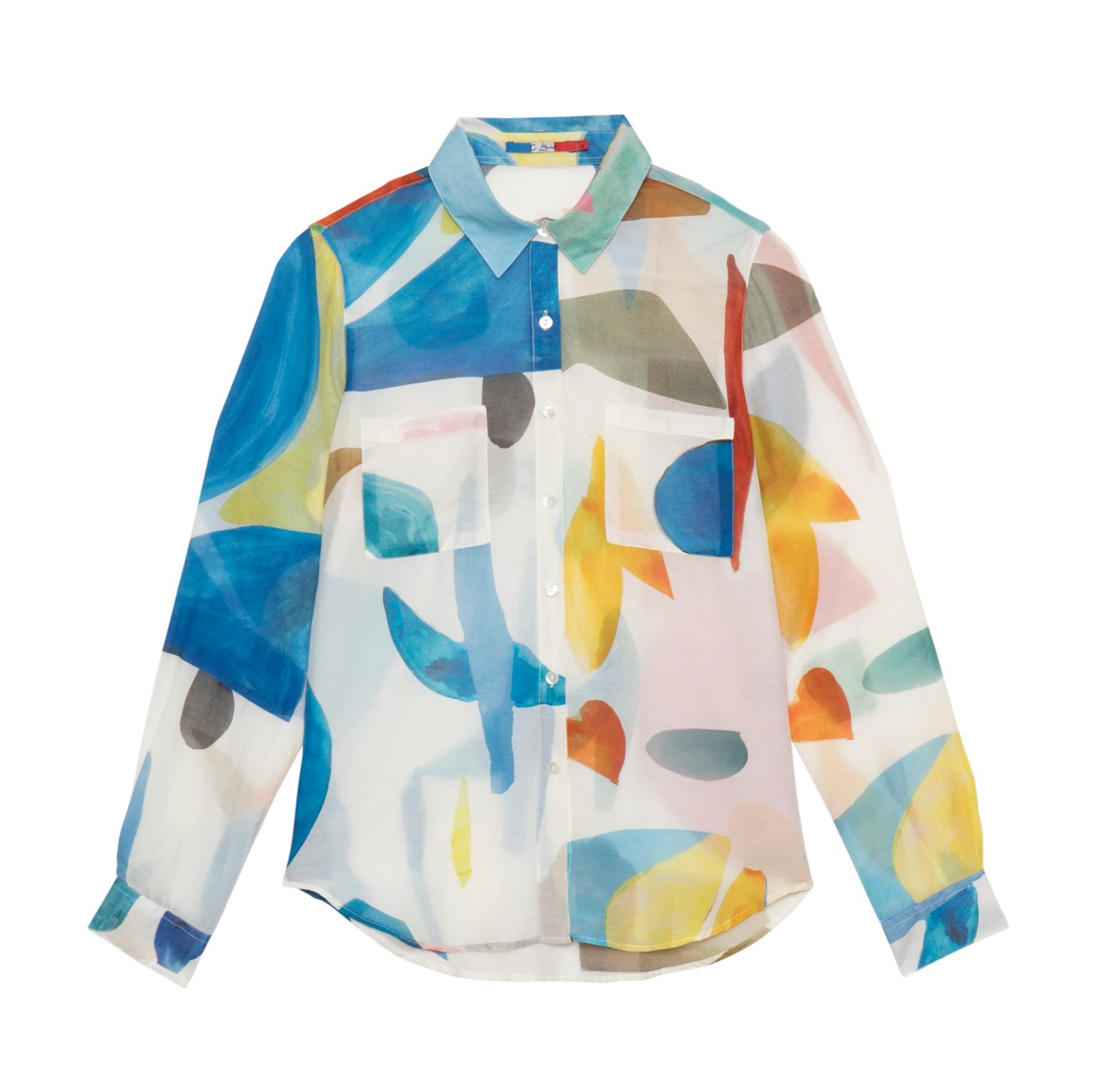 silk shirt with coloured motifs