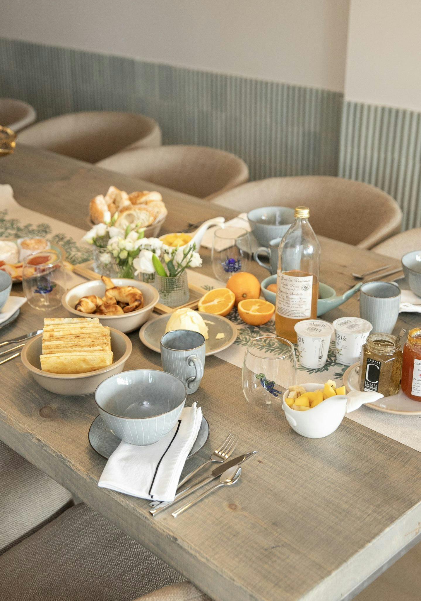Well-stocked breakfast table