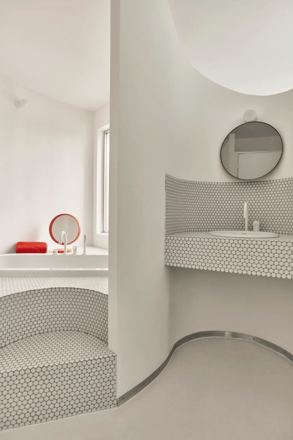 Bathroom with white tiles