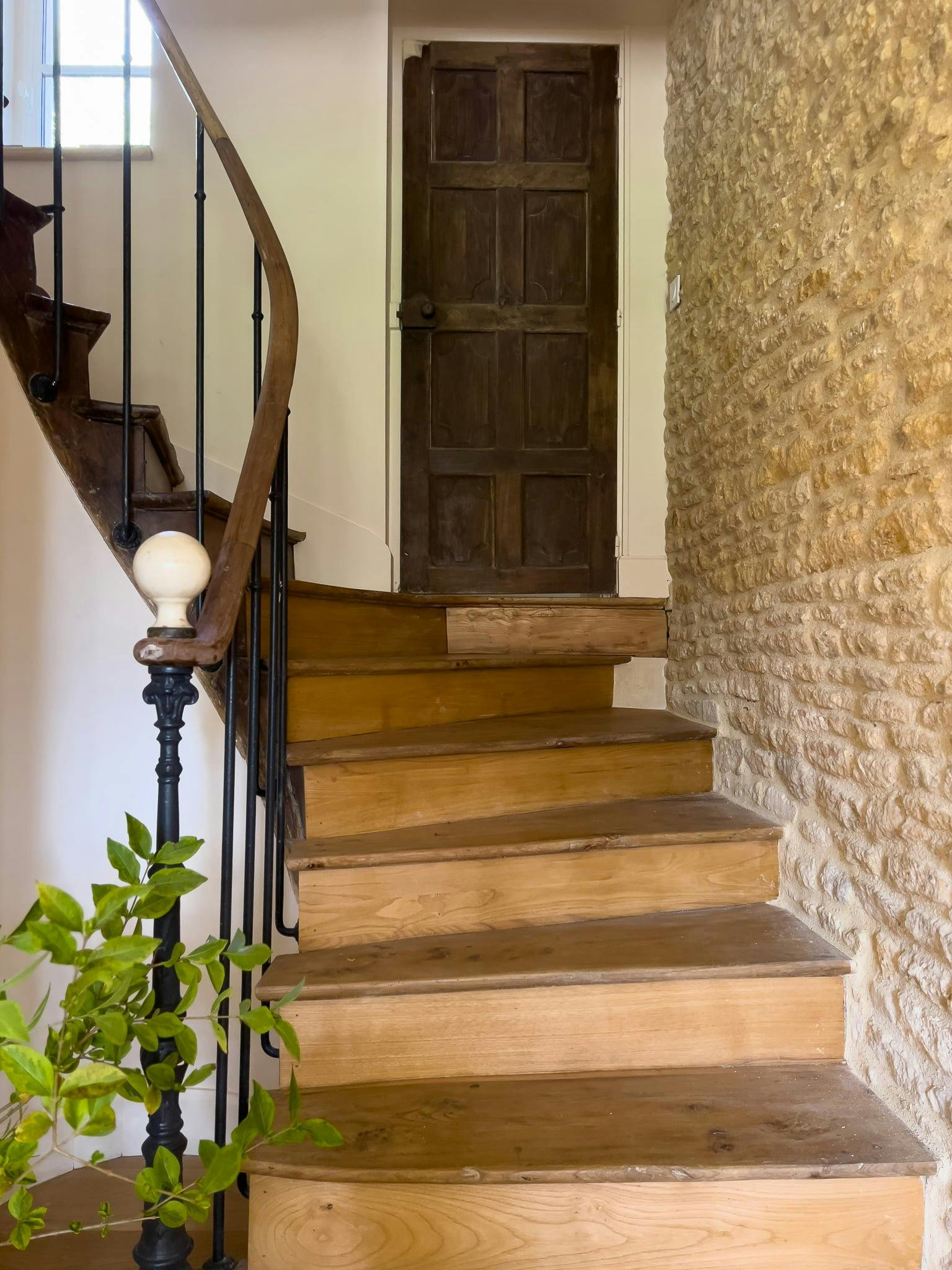 Wooden staircase in the château.