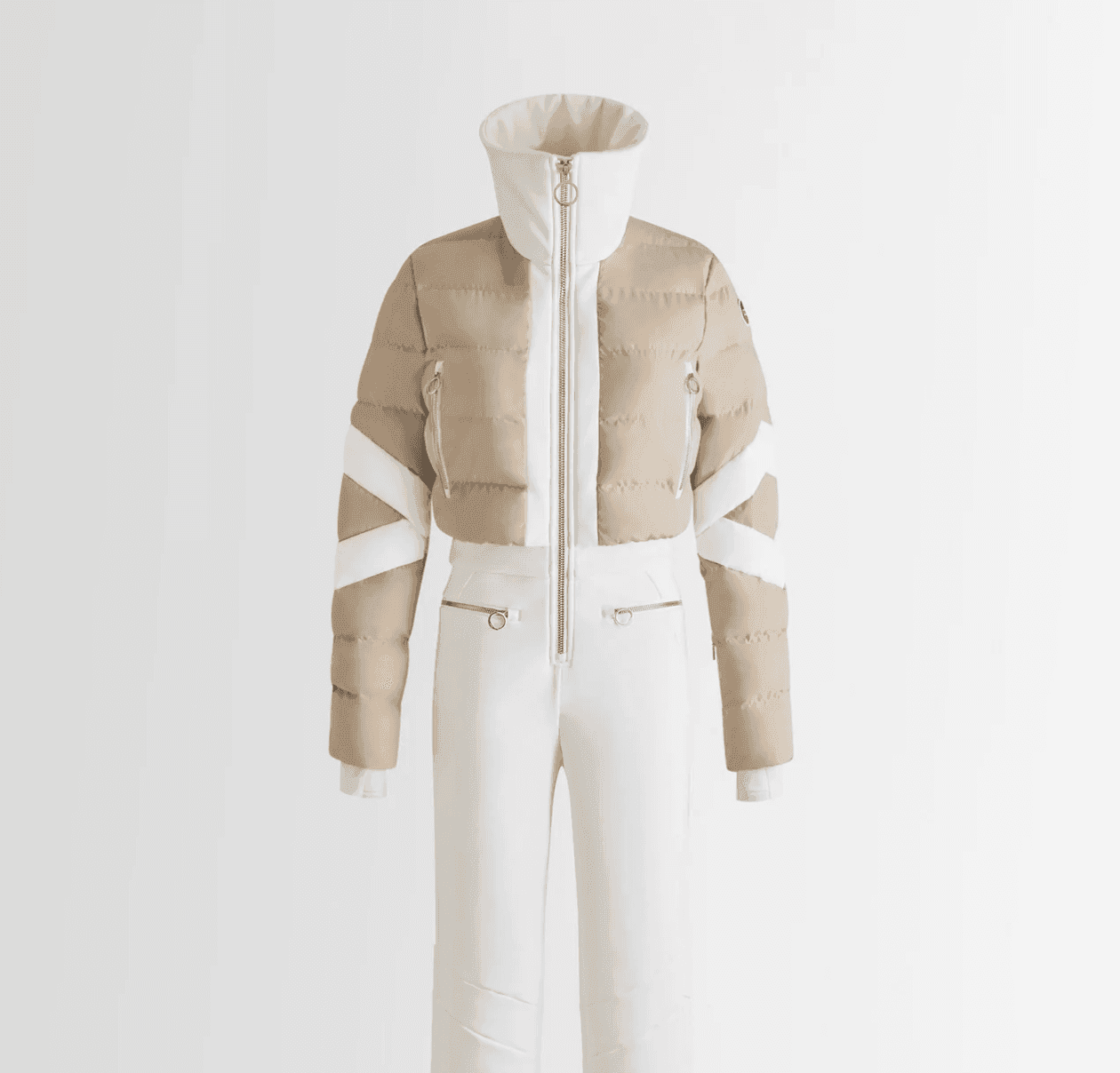 Combinaison de ski blanche et beige